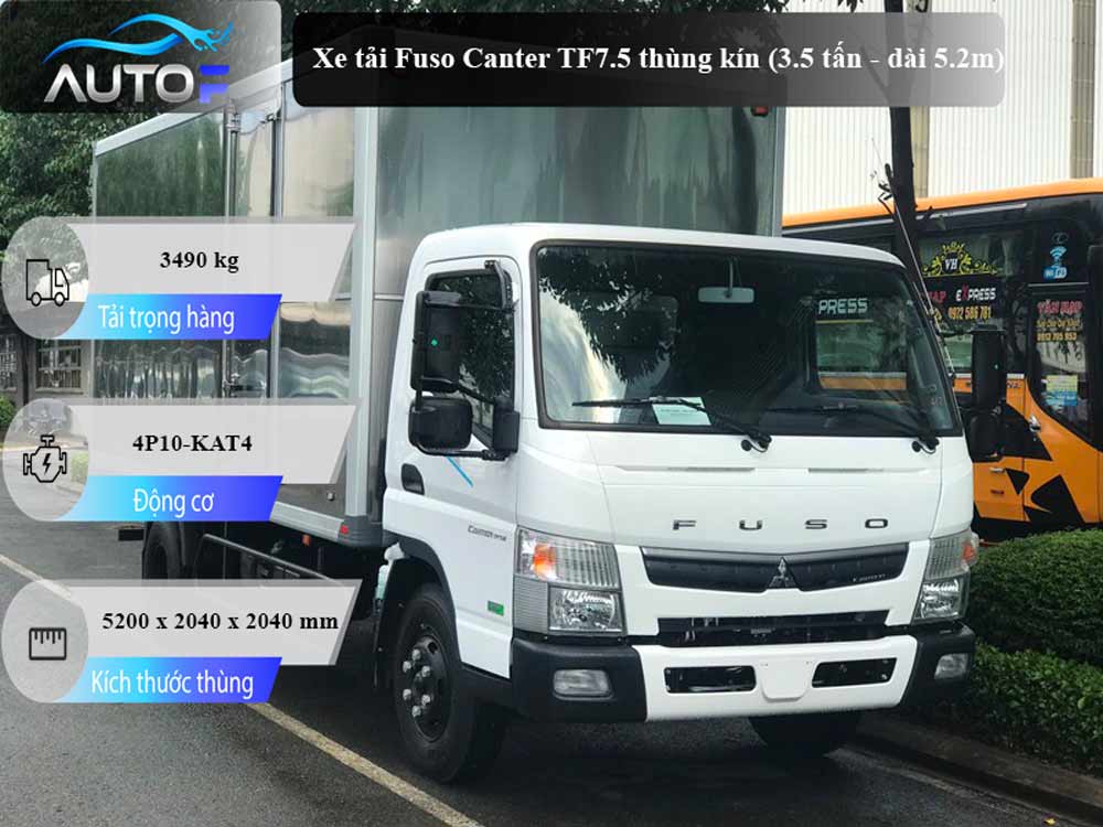 Xe tải Fuso Canter TF7.5 thùng kín (3.5 tấn - dài 5.2m)